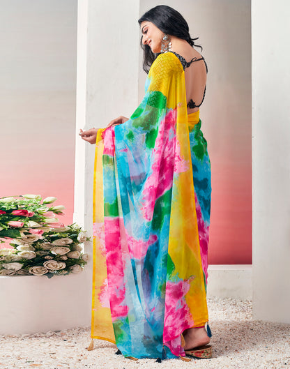 Ready to Wear Multicoloured Georgette Printed Saree