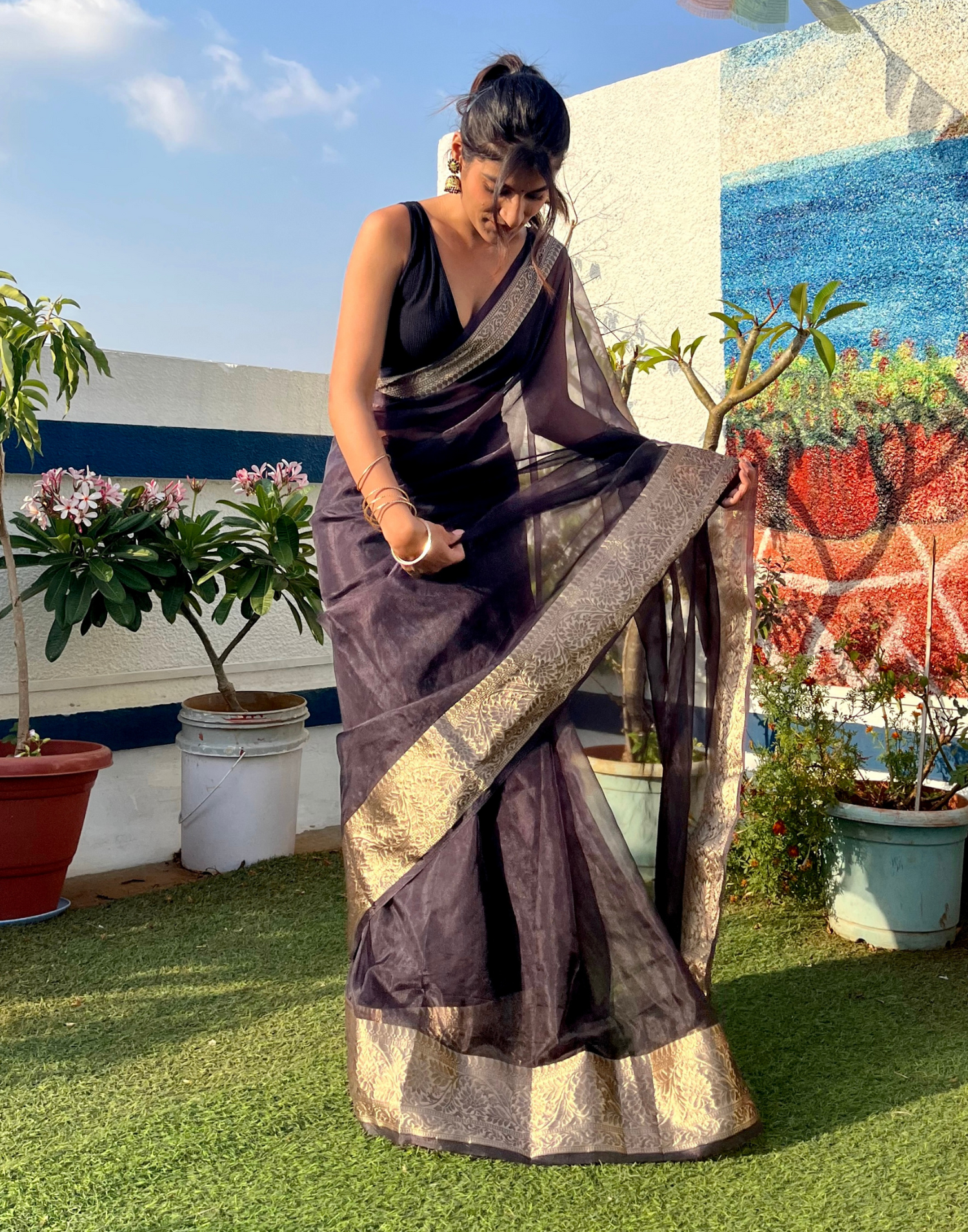 Black Organza Saree | Sudathi