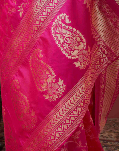 Rani Pink Silk Plain Saree