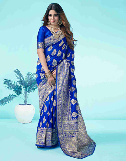 B1G1 Royal Blue Jacquard Silk Saree