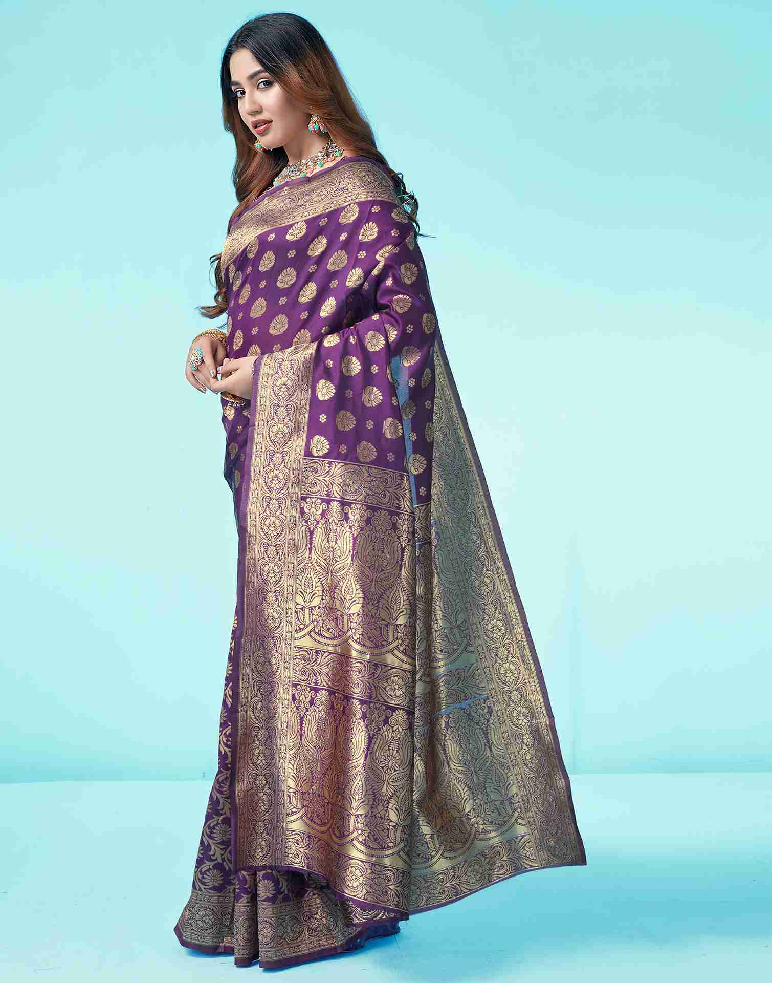 Purple Jacquard Silk Saree