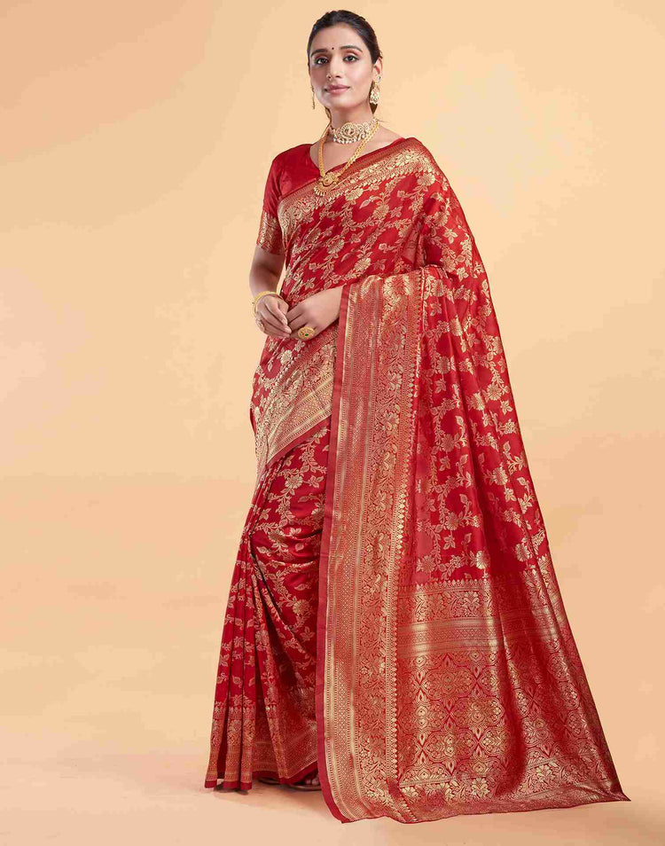 Red Zari Banarasi Silk Saree
