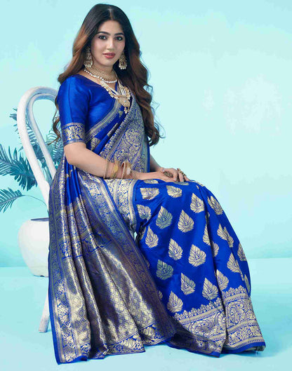 B1G1 Royal Blue Jacquard Silk Saree