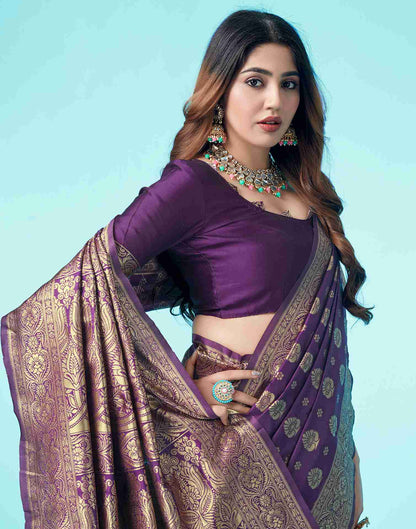 Purple Jacquard Silk Saree