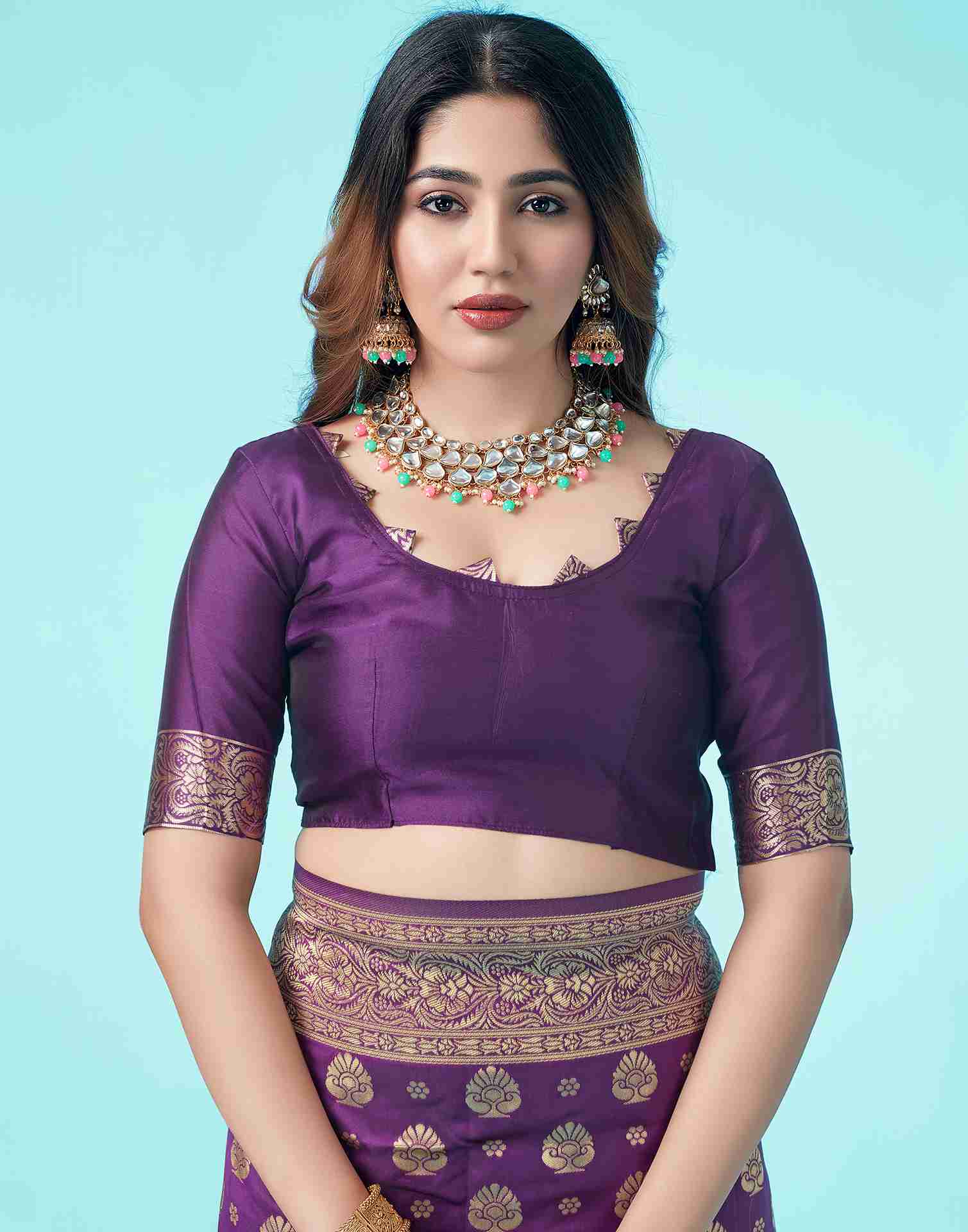 Purple Jacquard Silk Saree