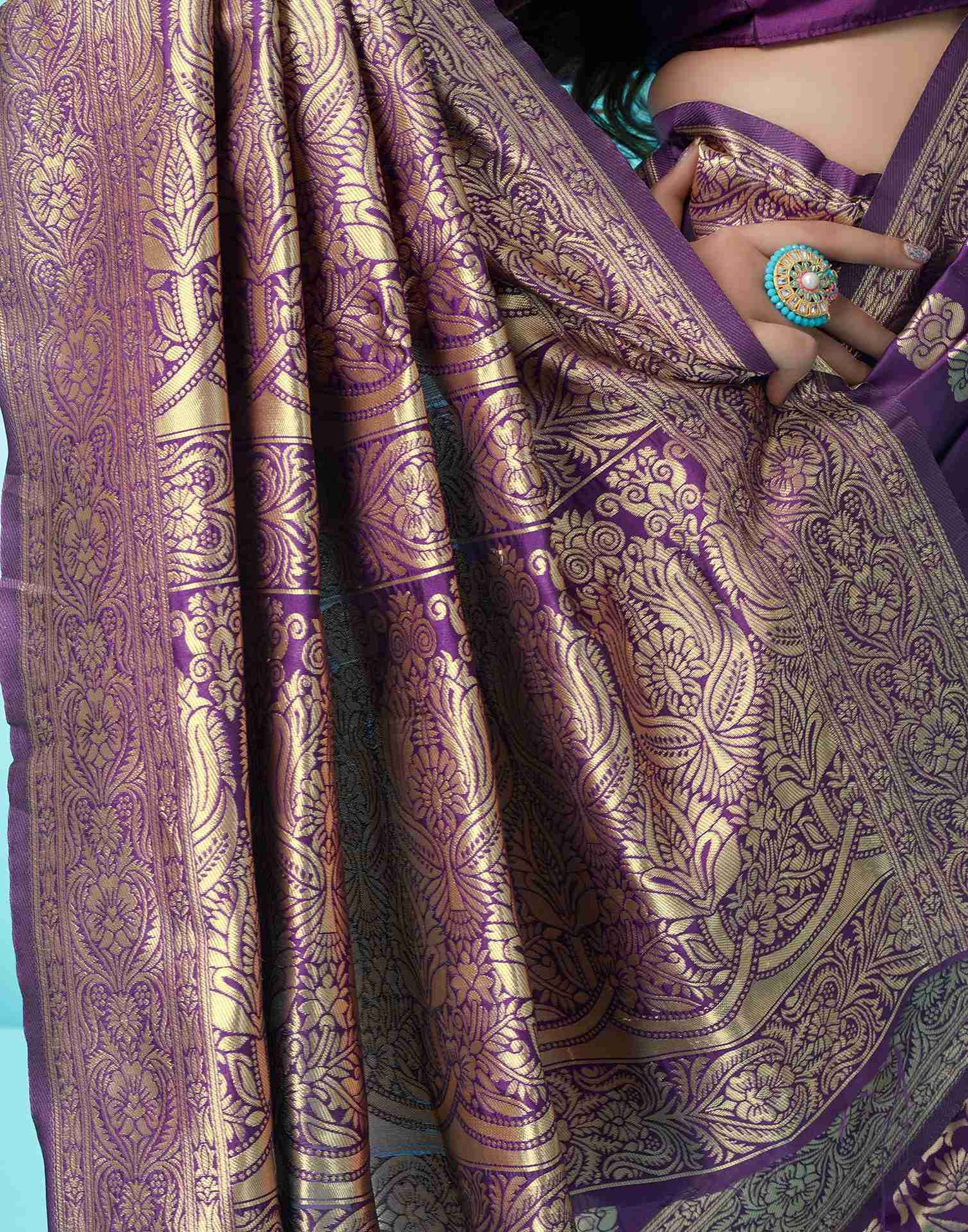 Purple Jacquard Silk Saree