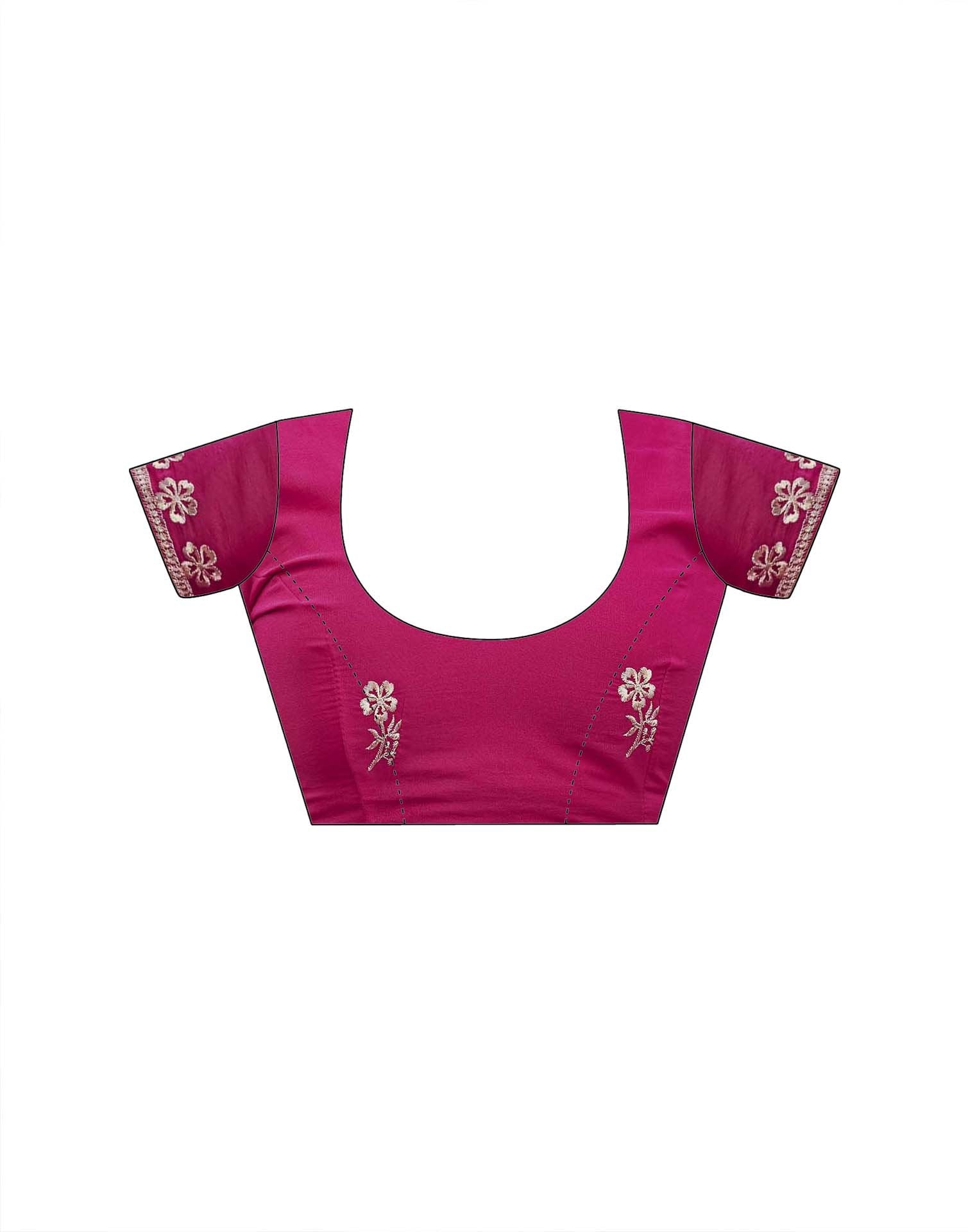 Dark Pink Shimmer Sequence Embroidery Saree