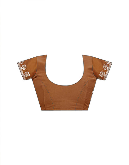 Brown Shimmer Sequence Embroidery Saree