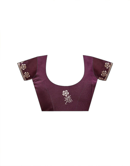 Dark Brown Shimmer Sequence Embroidery Saree