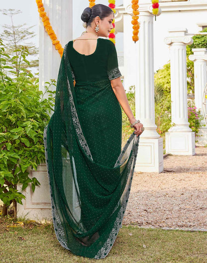 Green Georgette Stone Work Swarovski Saree