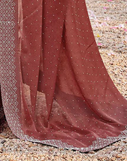 Brown Shimmer Stone Work Swarovski Saree