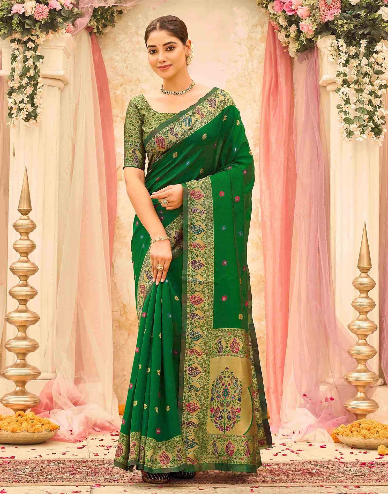 Green Silk Woven Paithani Saree