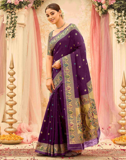 Dark Purple Silk Woven Paithani Saree