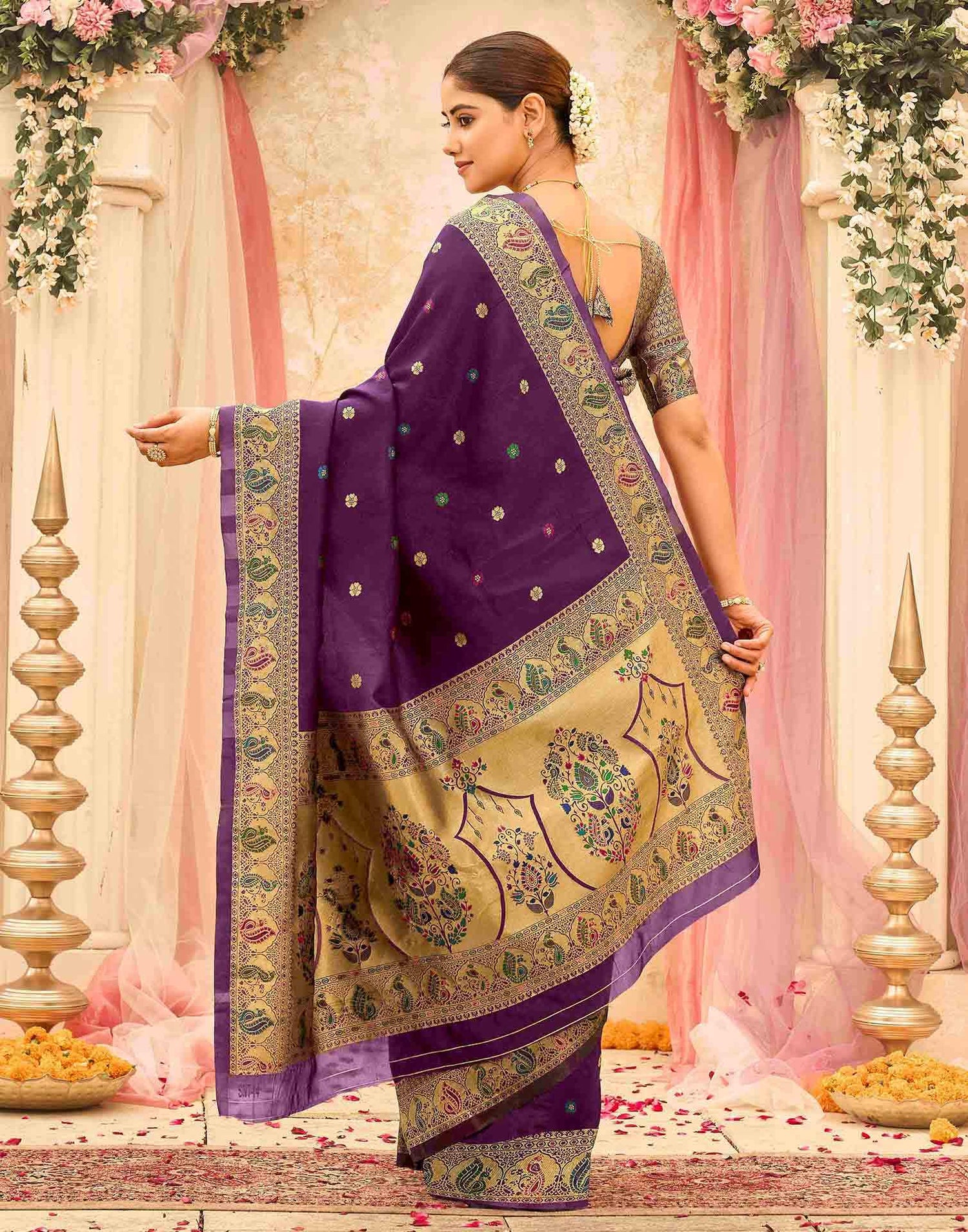Dark Purple Silk Woven Paithani Saree