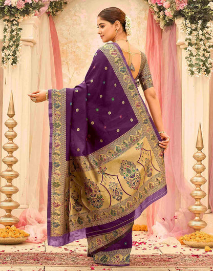 Dark Purple Silk Woven Paithani Saree