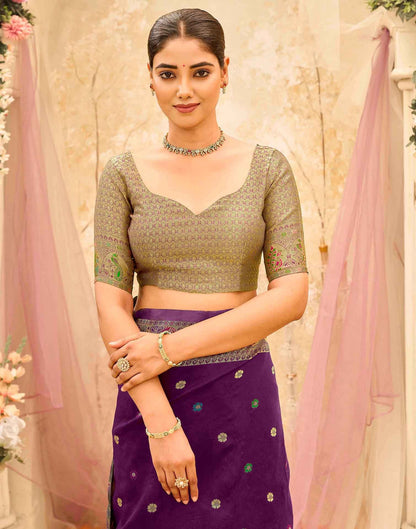 Dark Purple Silk Woven Paithani Saree