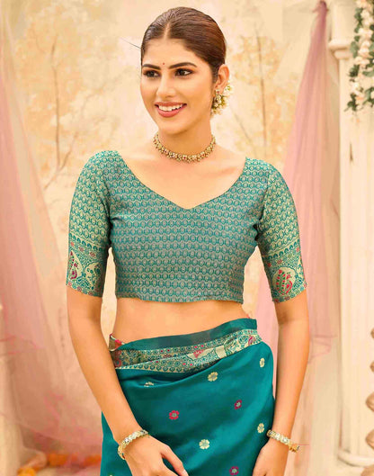 Teal Green Silk Woven Paithani Saree