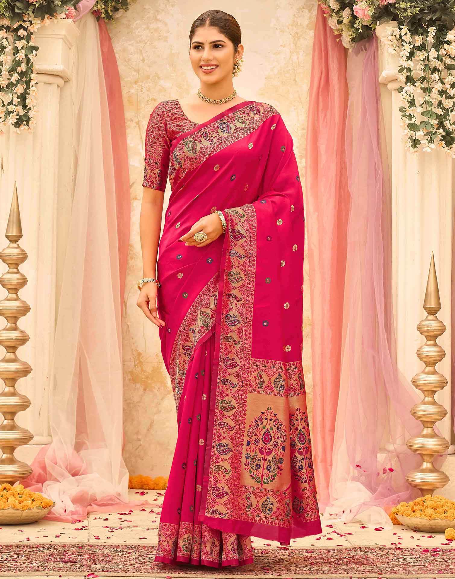 Pink Silk Woven Paithani Saree