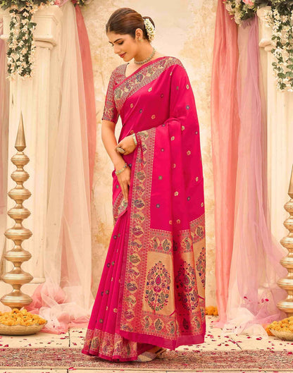 Pink Silk Woven Paithani Saree