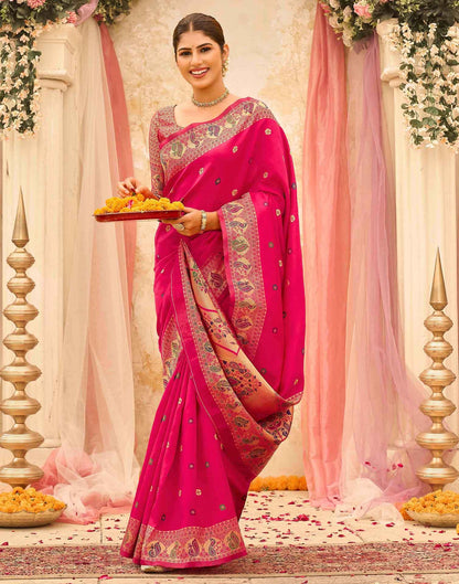 Pink Silk Woven Paithani Saree
