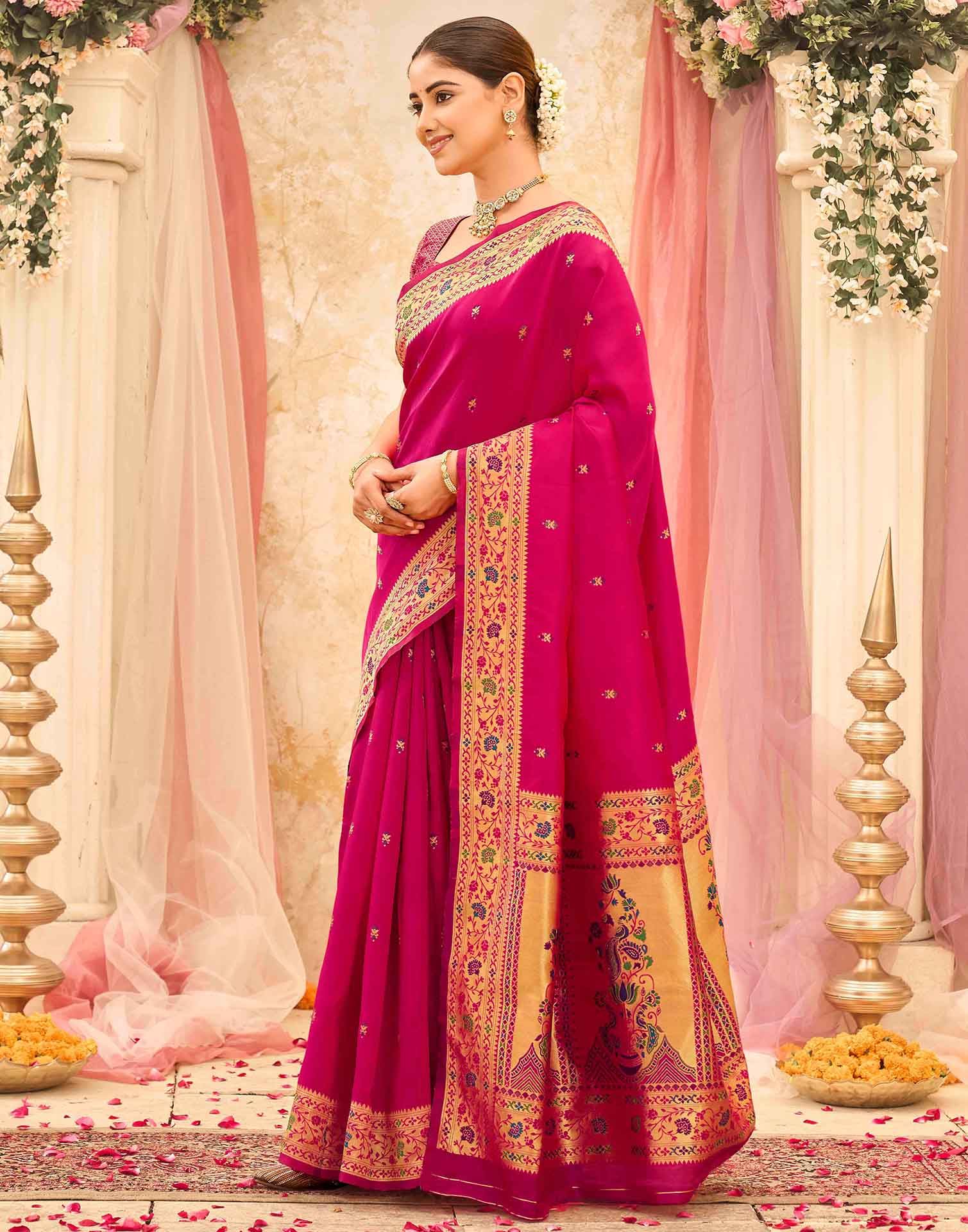 Pink Silk Woven Paithani Saree
