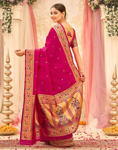 Pink Silk Woven Paithani Saree