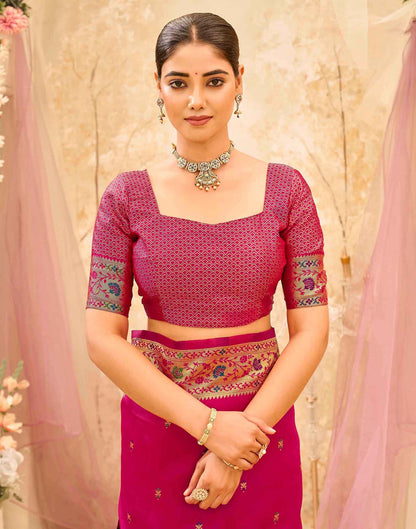 Pink Silk Woven Paithani Saree