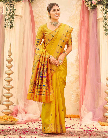 Yellow Silk Woven Paithani Saree