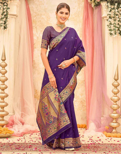 Dark Purple Silk Woven Paithani Saree