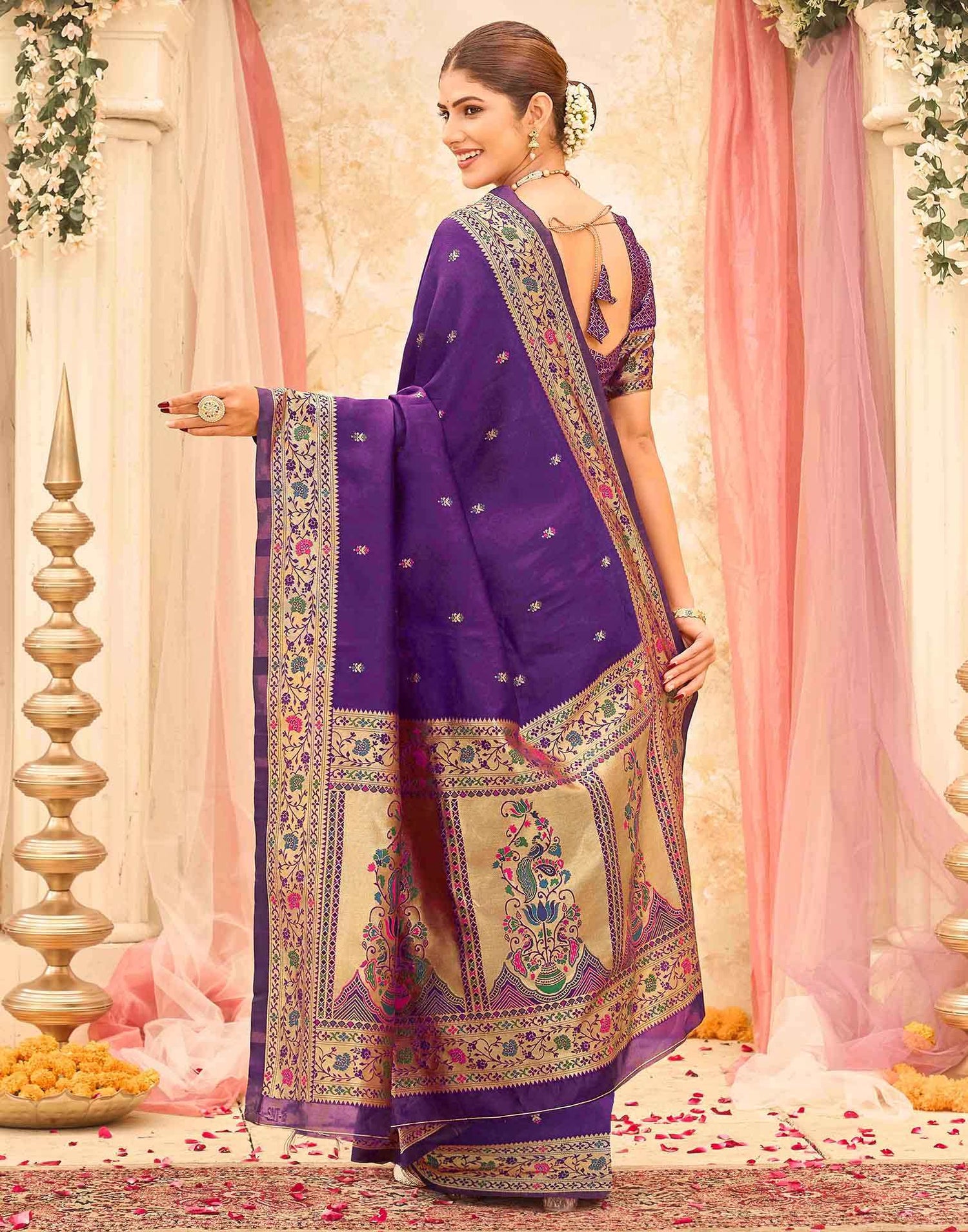 Dark Purple Silk Woven Paithani Saree