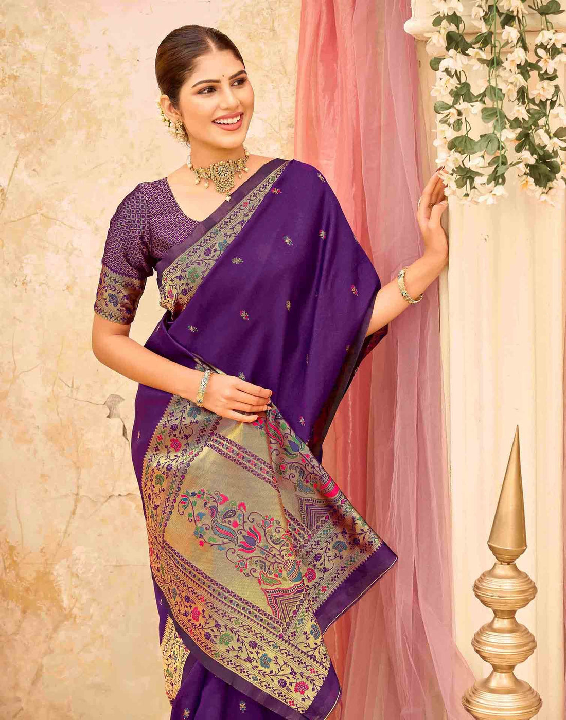 Dark Purple Silk Woven Paithani Saree