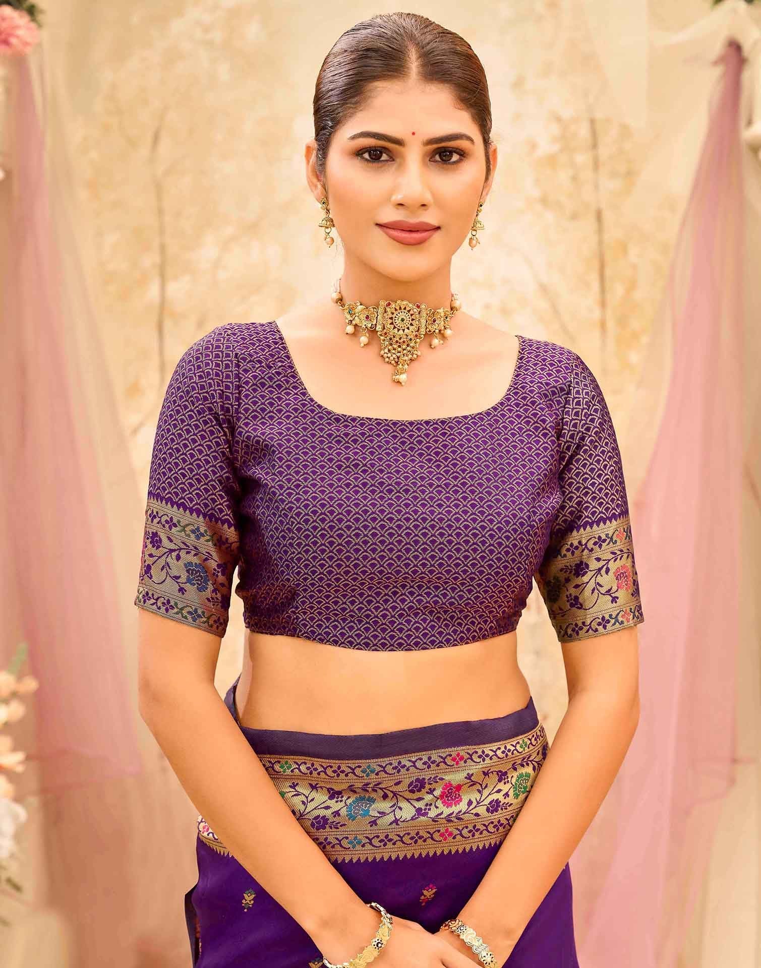 Dark Purple Silk Woven Paithani Saree