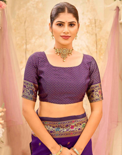 Dark Purple Silk Woven Paithani Saree