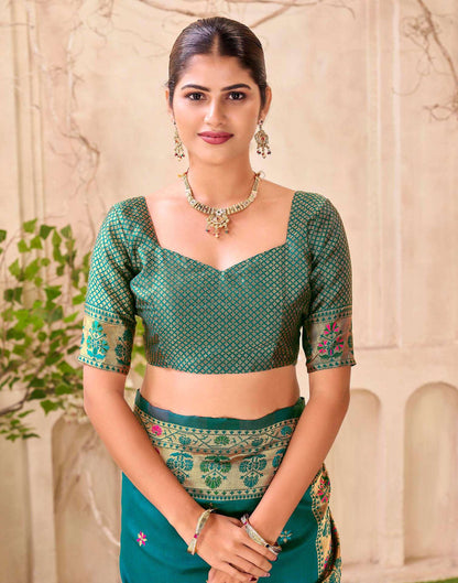 Rama Blue Silk Woven Paithani Saree