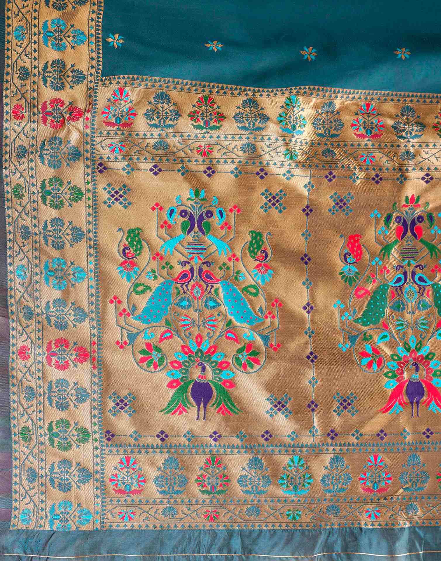 Rama Blue Silk Woven Paithani Saree