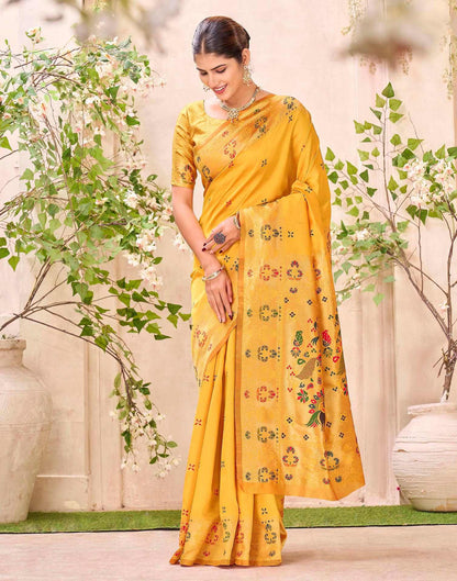 Yellow Silk Woven Paithani Saree