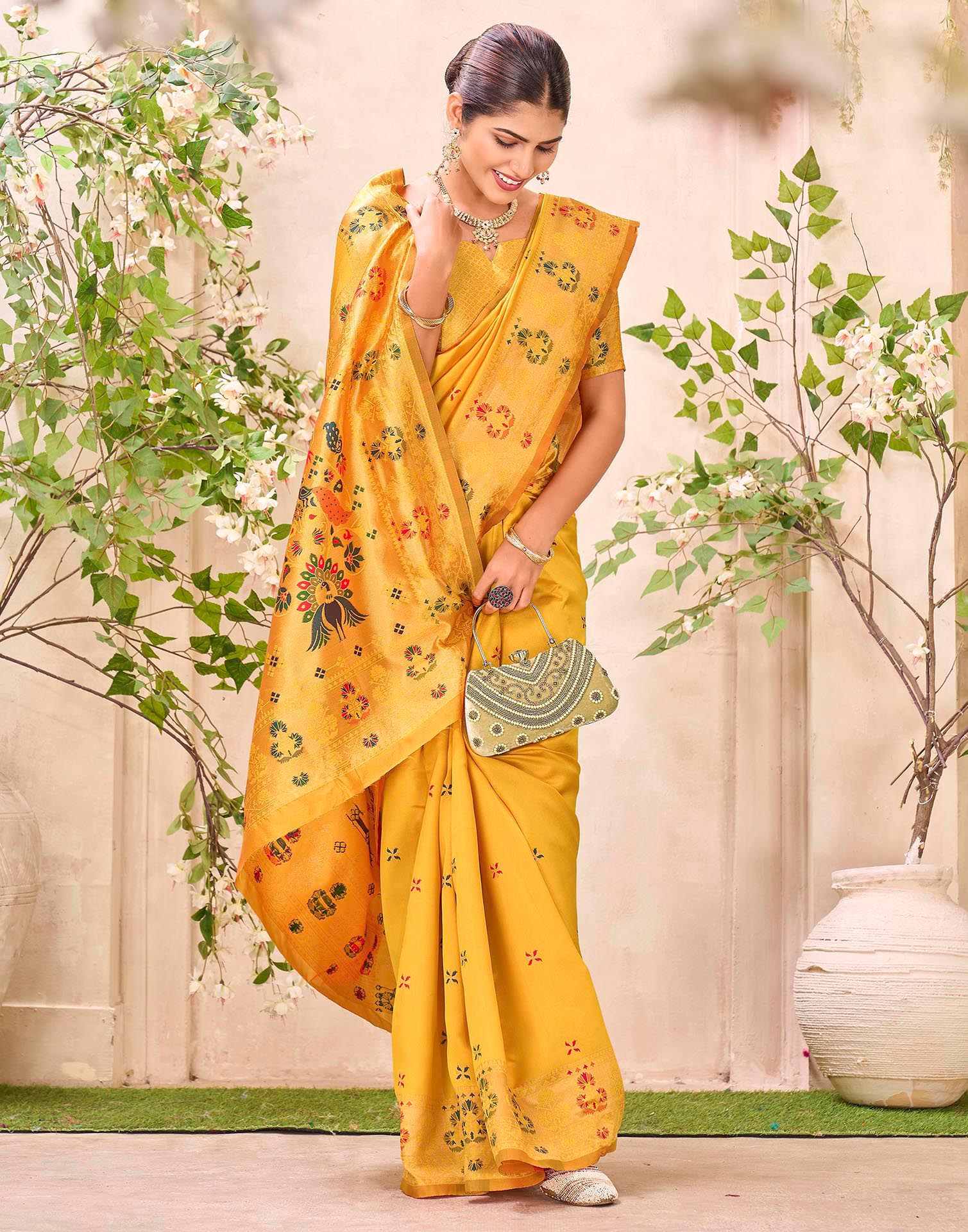 Yellow Silk Woven Paithani Saree