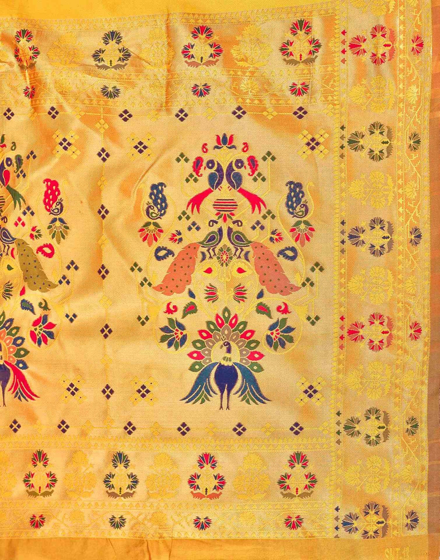 Yellow Silk Woven Paithani Saree