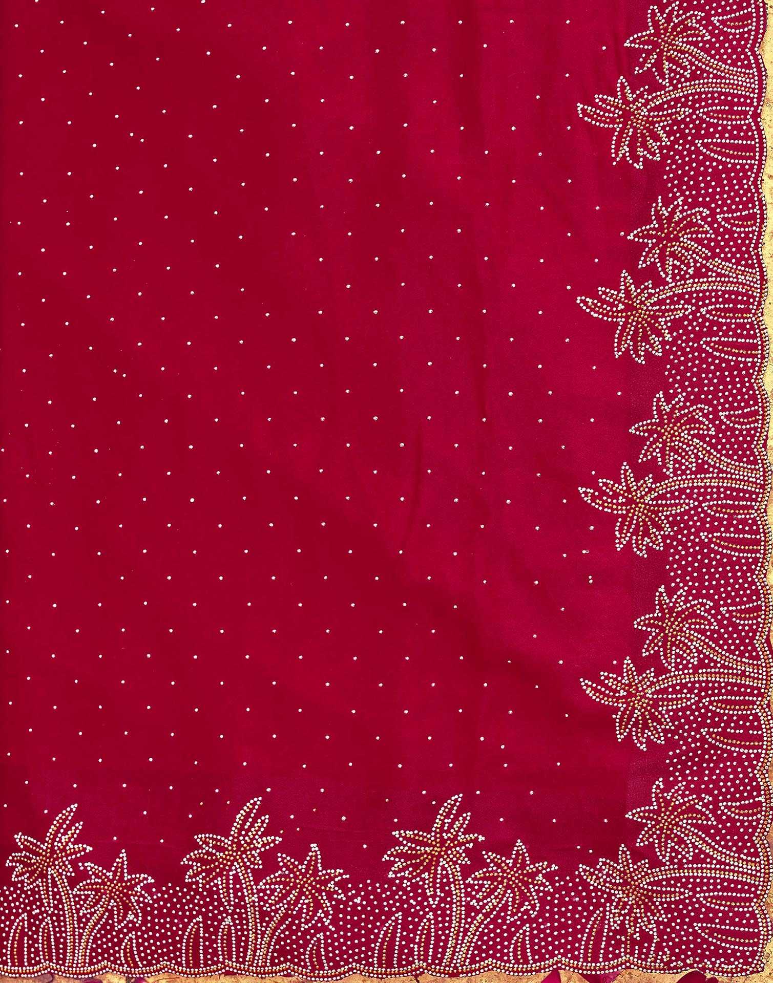 Maroon Shimmer Stone Work Swarovski Saree