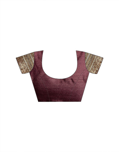 Dusty Wine Chinnon Silk Gota Lace Saree