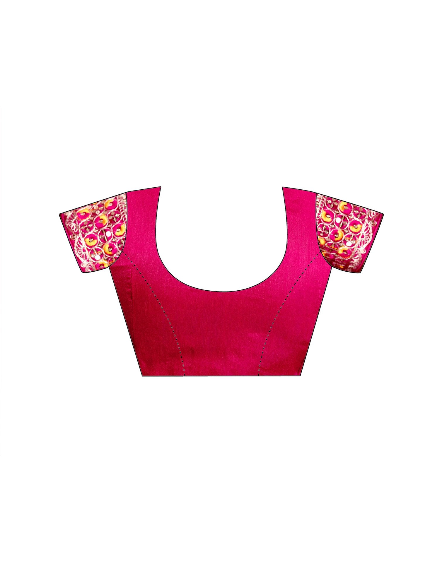 Pink Georgette Bandhani Printed Lace Saree