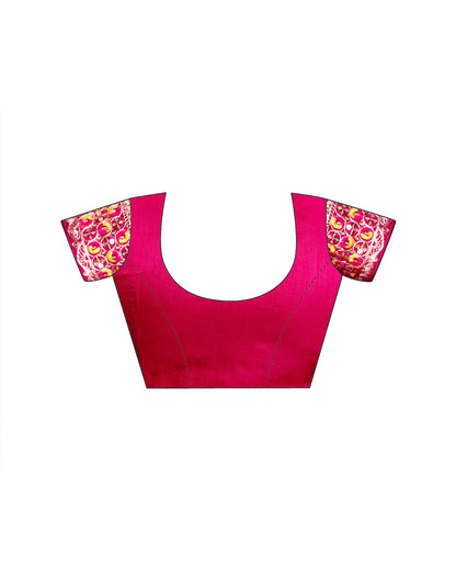 Pink Georgette Bandhani Printed Lace Saree