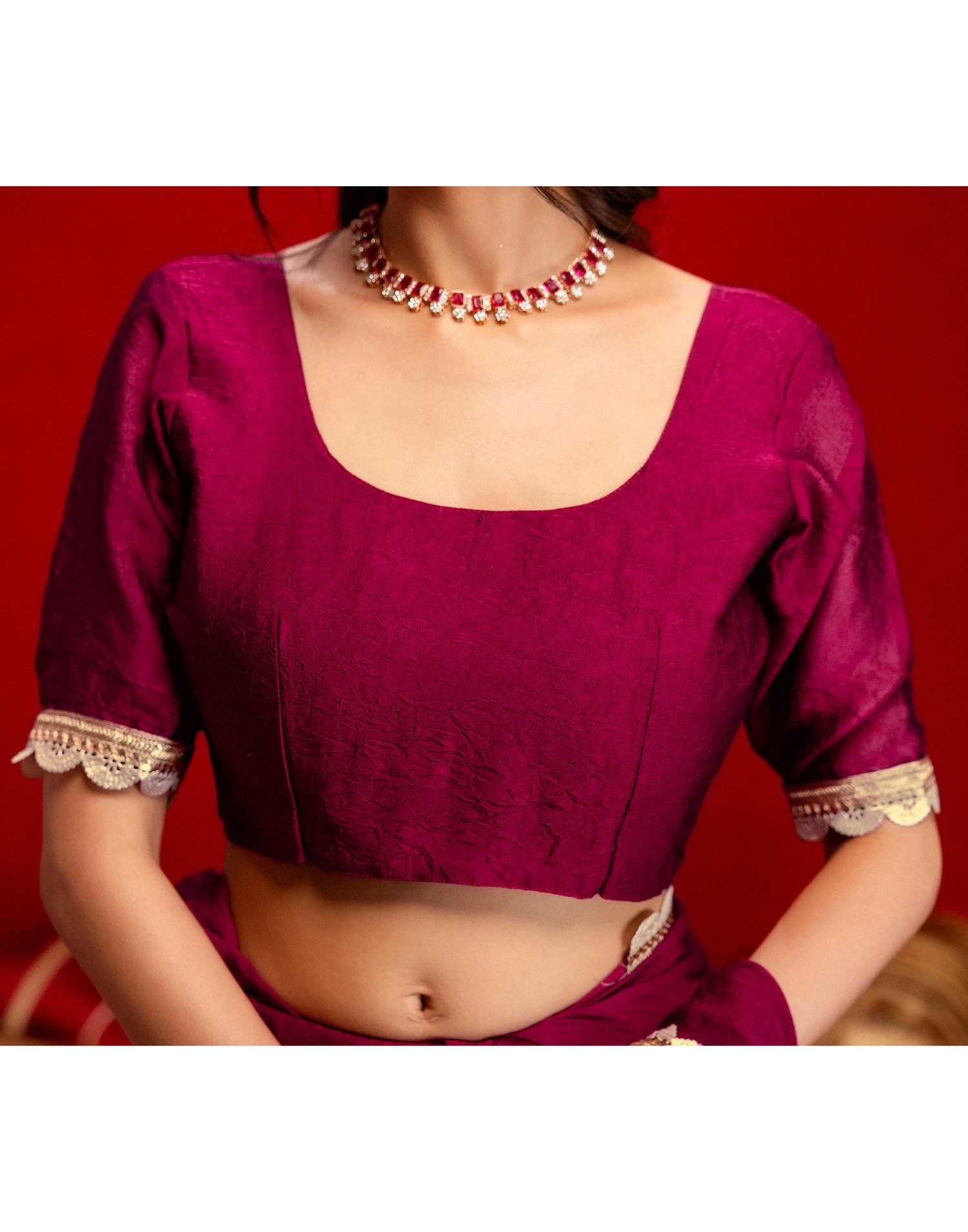 Magenta Crush Silk Lace Saree