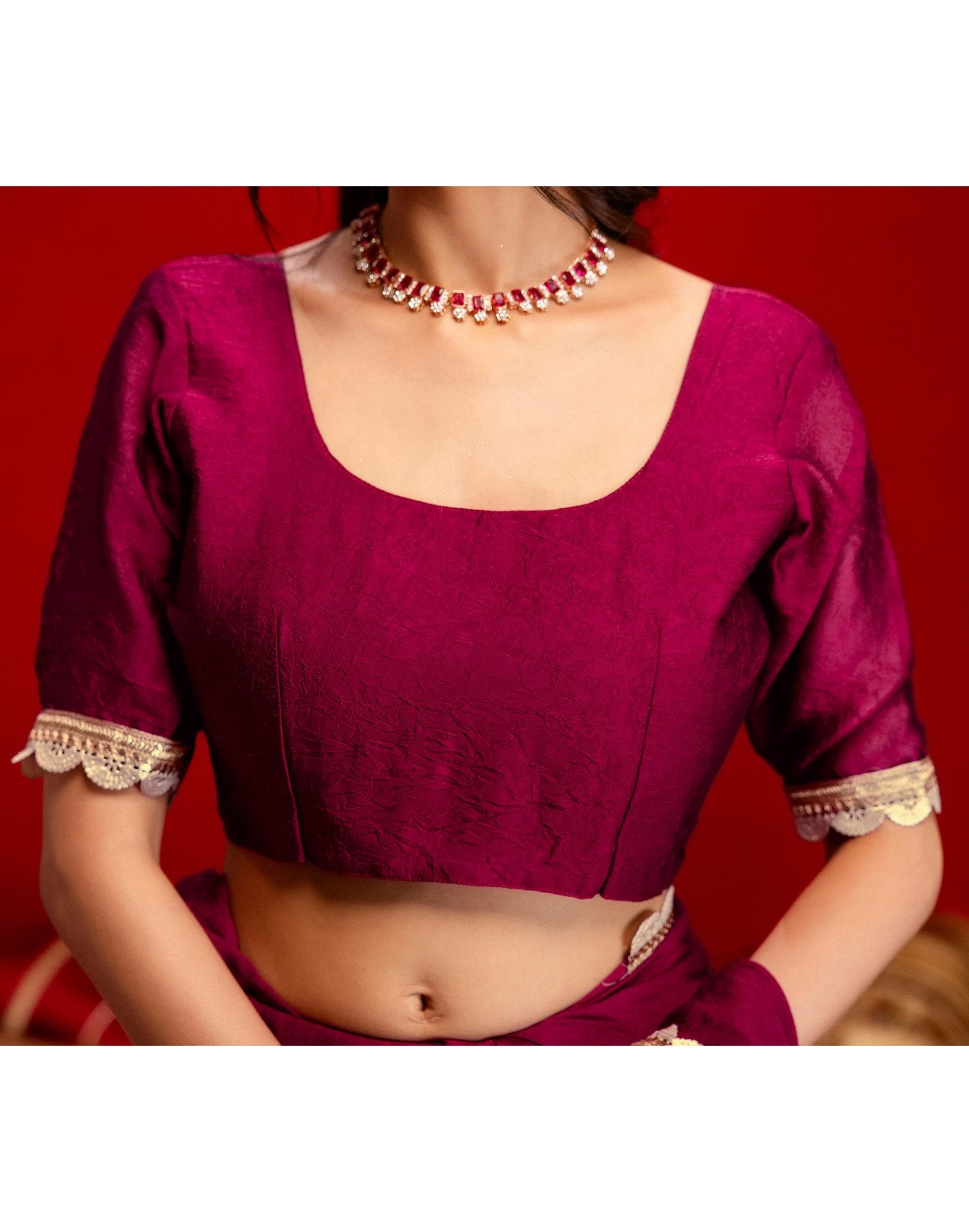 Magenta Crush Silk Lace Saree