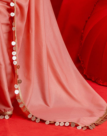 Dusty Peach Shimmer Lace Saree