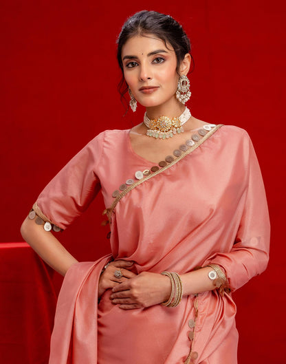 Dusty Peach Shimmer Lace Saree