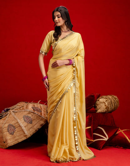 Dusty Golden Shimmer Lace Saree