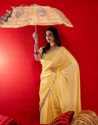 Dusty Golden Shimmer Lace Saree