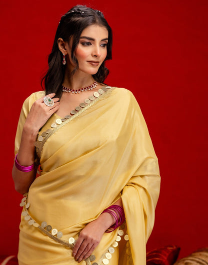 Dusty Golden Shimmer Lace Saree