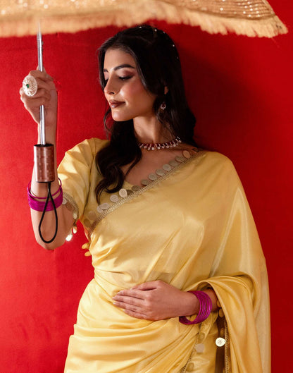 Dusty Golden Shimmer Lace Saree